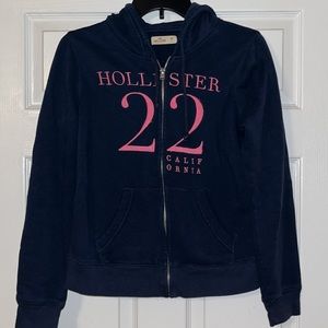 Hollister embroidered zip up hoodie sz medium